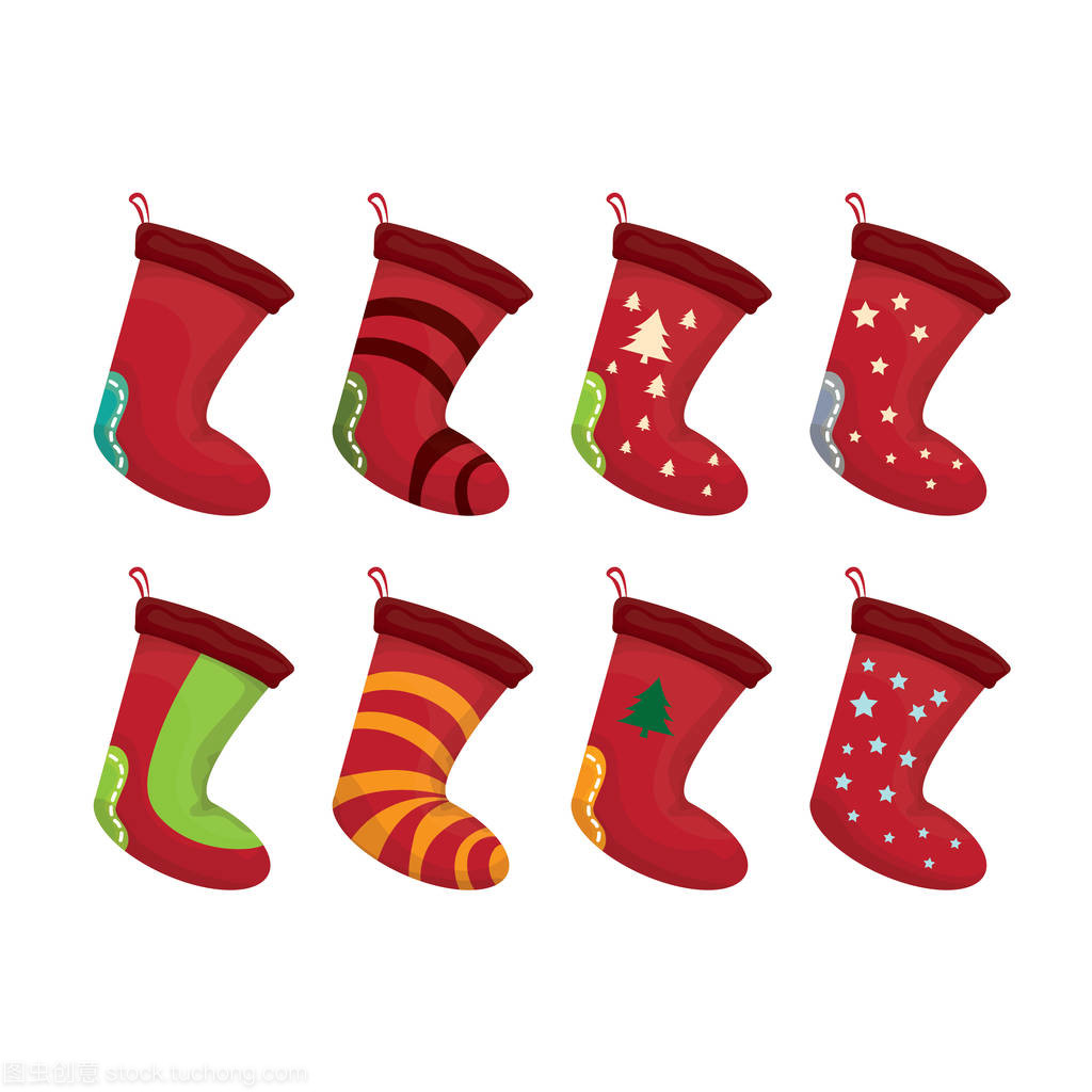 矢量卡通可愛(ài)圣誕襪